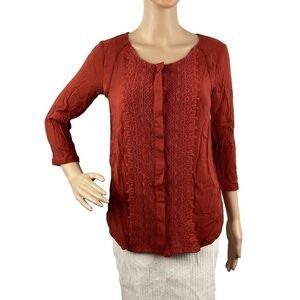 Anthropologie Maeve Crescent Street Blouse Size 0 Rust Red